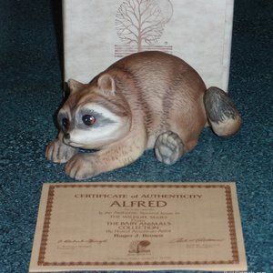 1978 ROGER BROWN "ALFRED" Baby Raccoon Porcelain Figurine New With Box - GIFT!